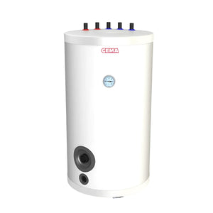 Weiße zylindrische Warmwasserspeicher 150 Liter mit 1,5 kW Heizstab für hohen Warmwasserkomfort