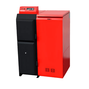 Red und schwarzer Heizkessel Thermoflux Pelling 25/230 Komplettpaket Thermoflux