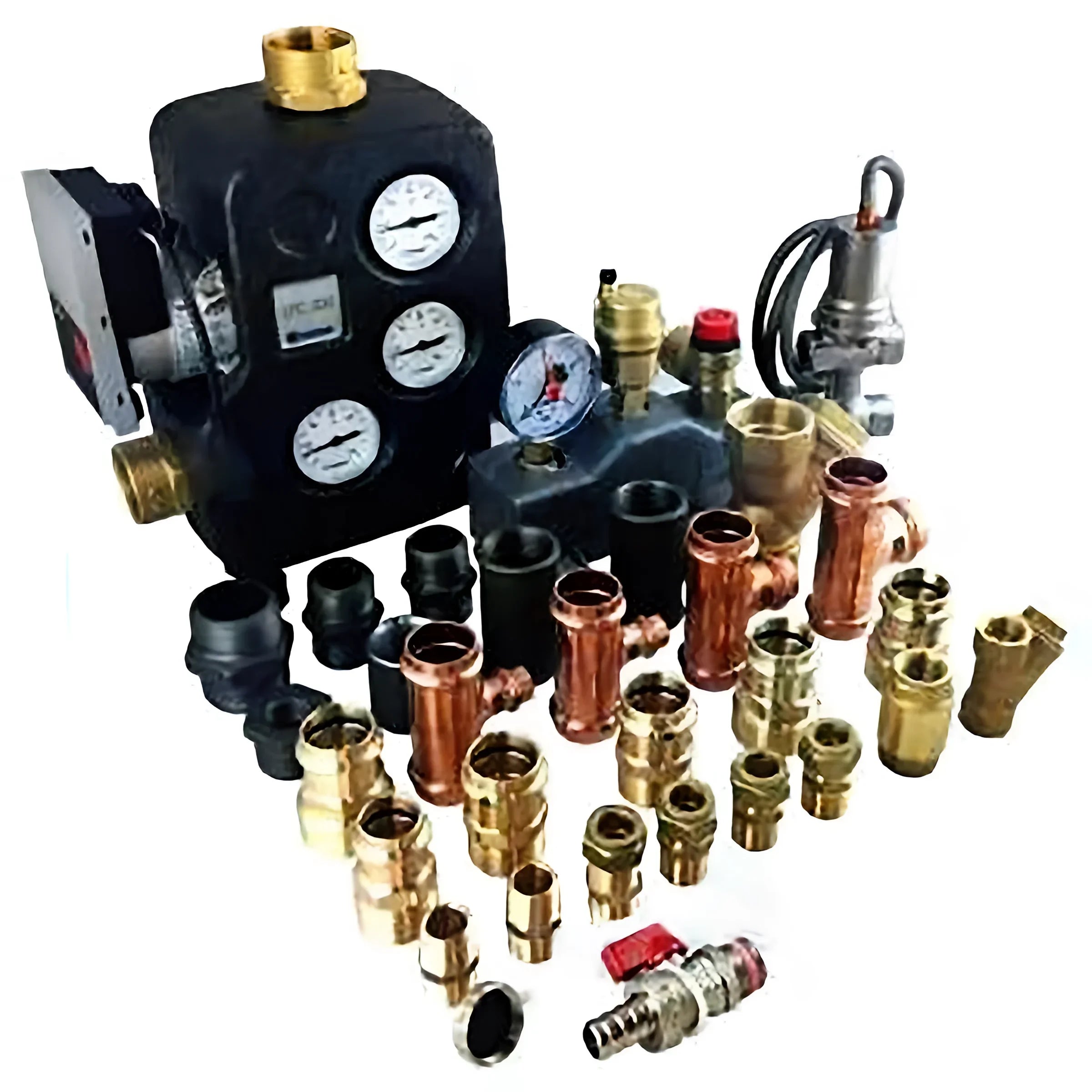 Assorted plumbing fittings und Komponenten für Thermoflux Pelling Komplettpaket Thermoflux