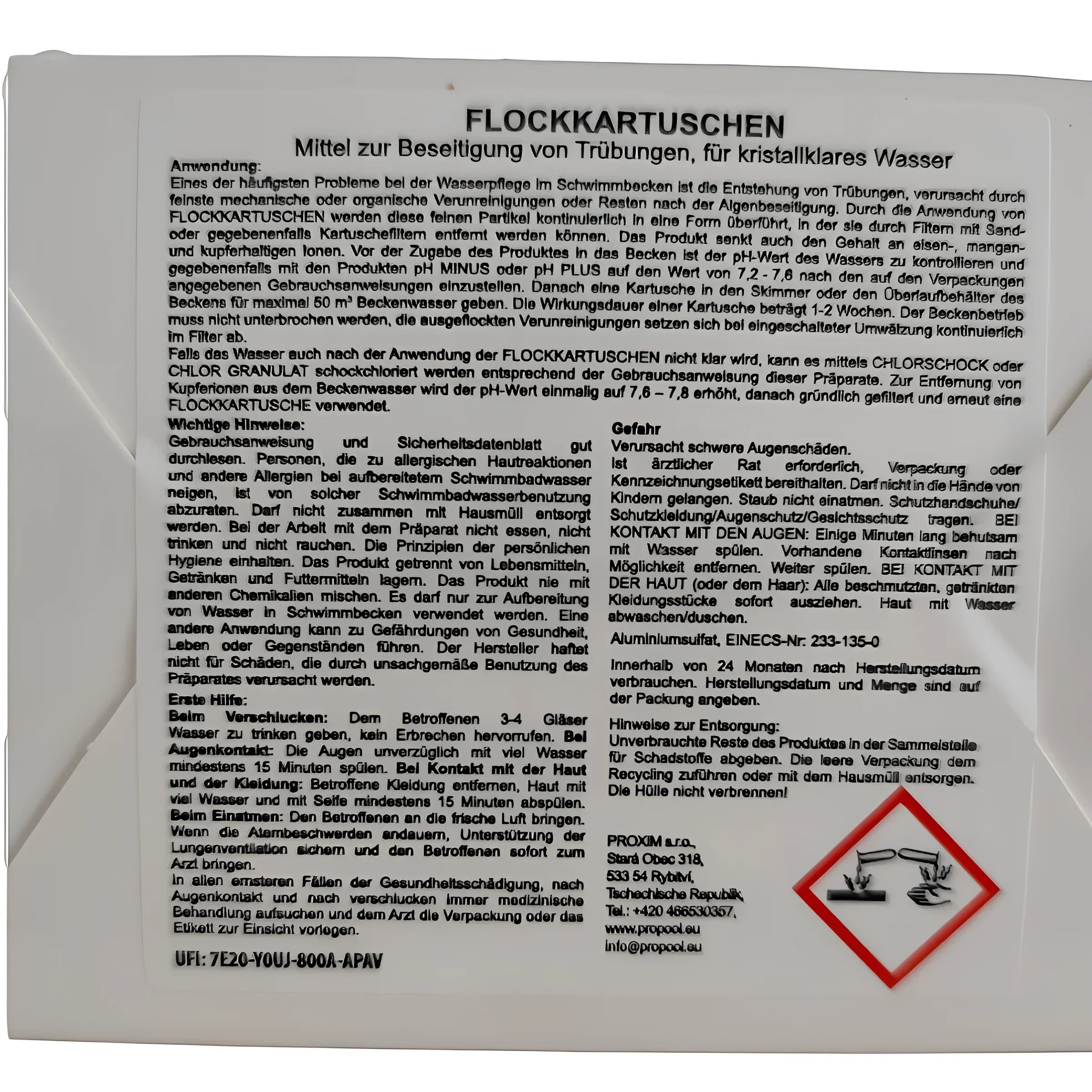 Anleitung für Poolwasserflockung mit Flockungskartuschen zur wasser entfernt in Boiler-Zubehör