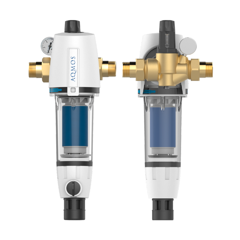 AQMOS R2D2-72 Black Edition water softening system set with backwash filter, connection set and mounting block