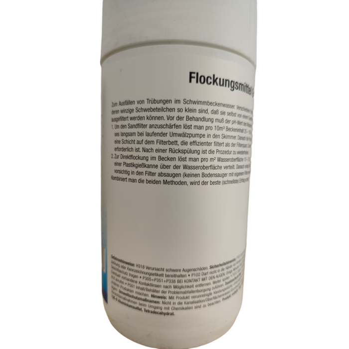 Flüssiges Flockungsmittel für Pools 🏊‍♂️ in 1L - verbesserte Wasserklärung 💧 gegen Trübungen und Partikel.