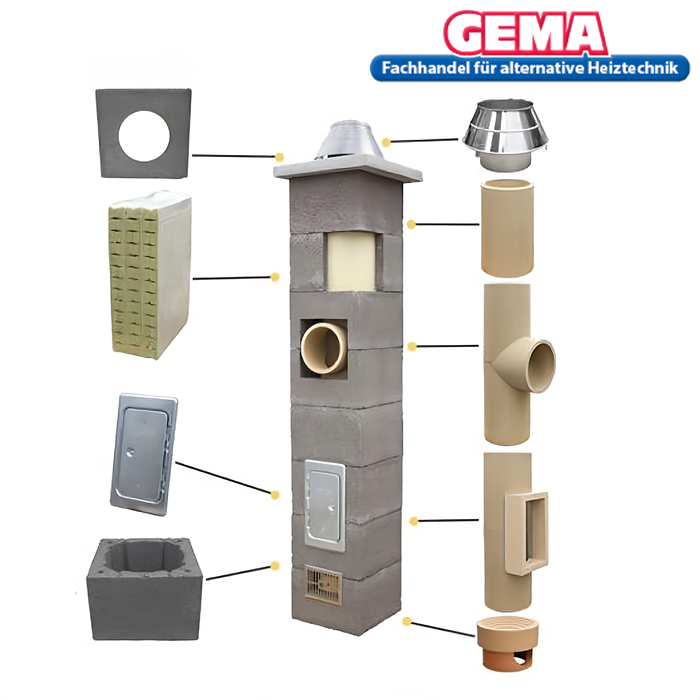 4m DN160 Schornstein Bausatz 3-Schalig Massiv
