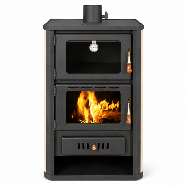 Ūdeni vadoša kamīna krāsns ar cepšanas nodalījumu Prity sarkana - 19,8 kW