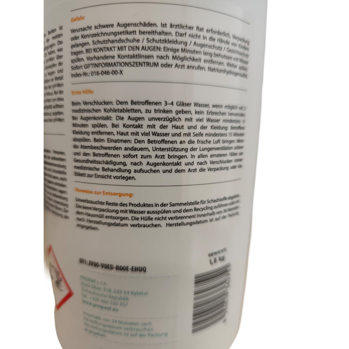 pH minus Natriumbisulfat.