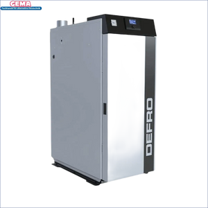 Graues und weißes Heizgerät vom Defro Optima HG Holzvergaserkessel 25 kW