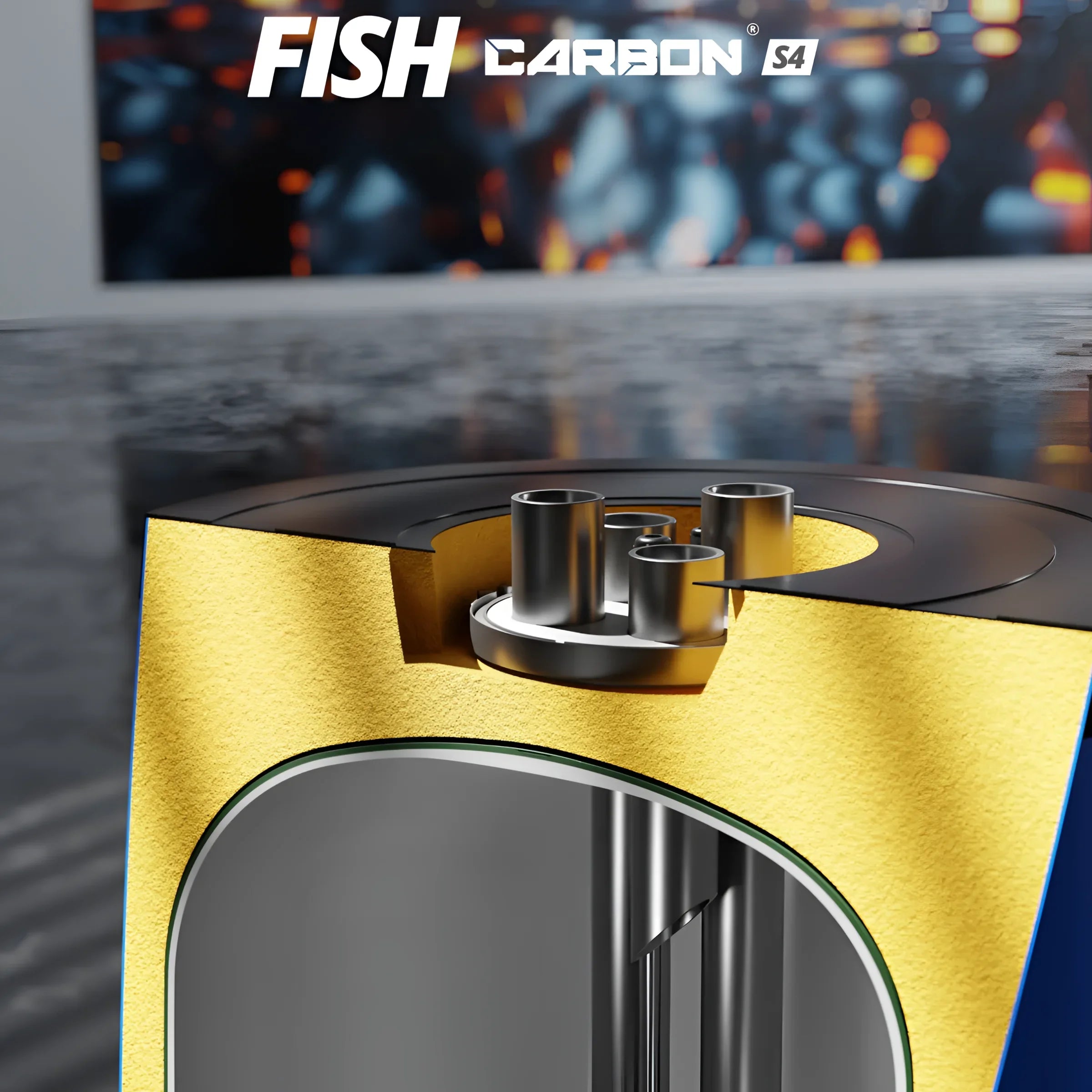 Cutaway-Ansicht des Sunex Fisch Carbon S4 Trinkwasserspeichers mit Metallrohren