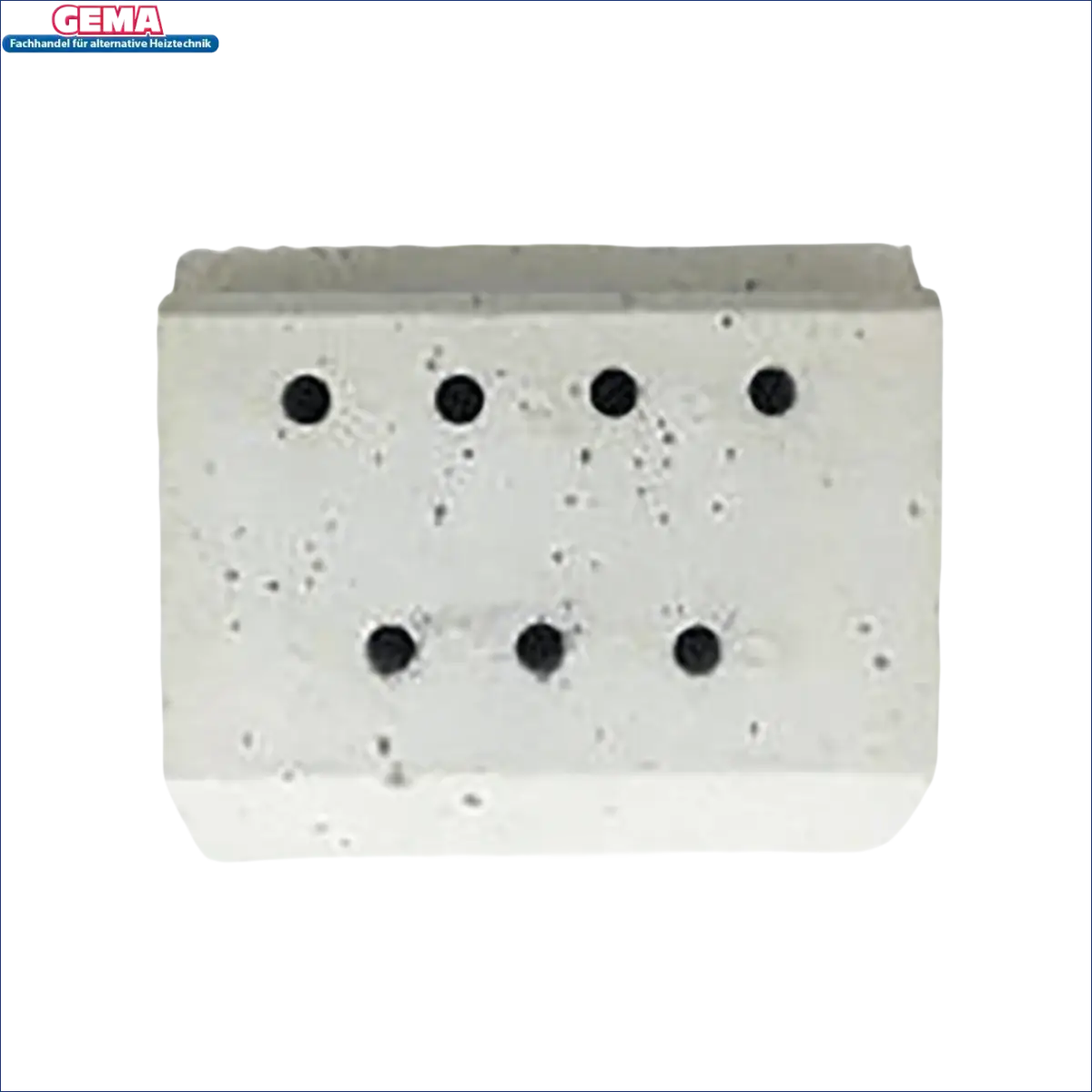 Rectangularer Betonkern mit Löchern für Pelletbrenner Ecofire E+ und Boiler-Zubehör