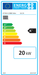 Energieeffizienzlabel für Attack SLX Kombikessel 20 kW mit A+ Bewertung und verschiedenen Effizienzstufen.