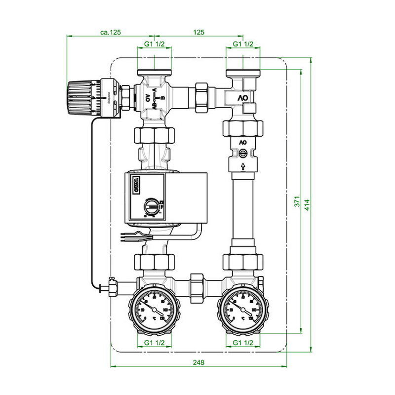 Oventrop Katla atgaitas pacēlājs RTA DN 25 (1") ar sūkni 180 mm Wilo Para - GEMA Shop