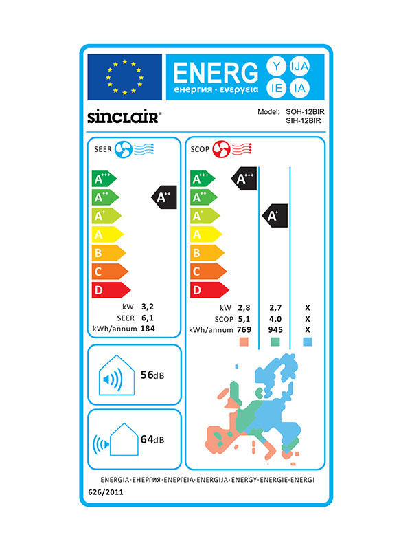 Split-klimats Sinclair Ray SIH-09BIR + SOH-09BIR2 2,7 kW