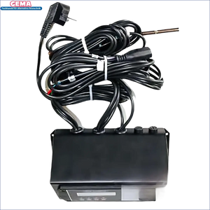 Schwarzer Temperaturregler Master DE.200 HG mit Stromkabeln und stufenloser Modulation