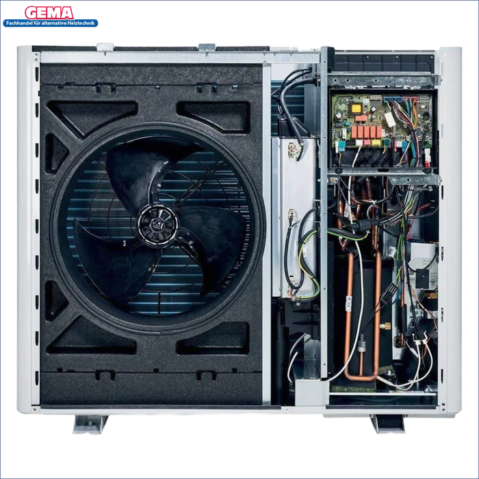 Geöffnetes Wärmepumpen-Modul des Vaillant aroTHERM plus für effiziente Heiztechnik