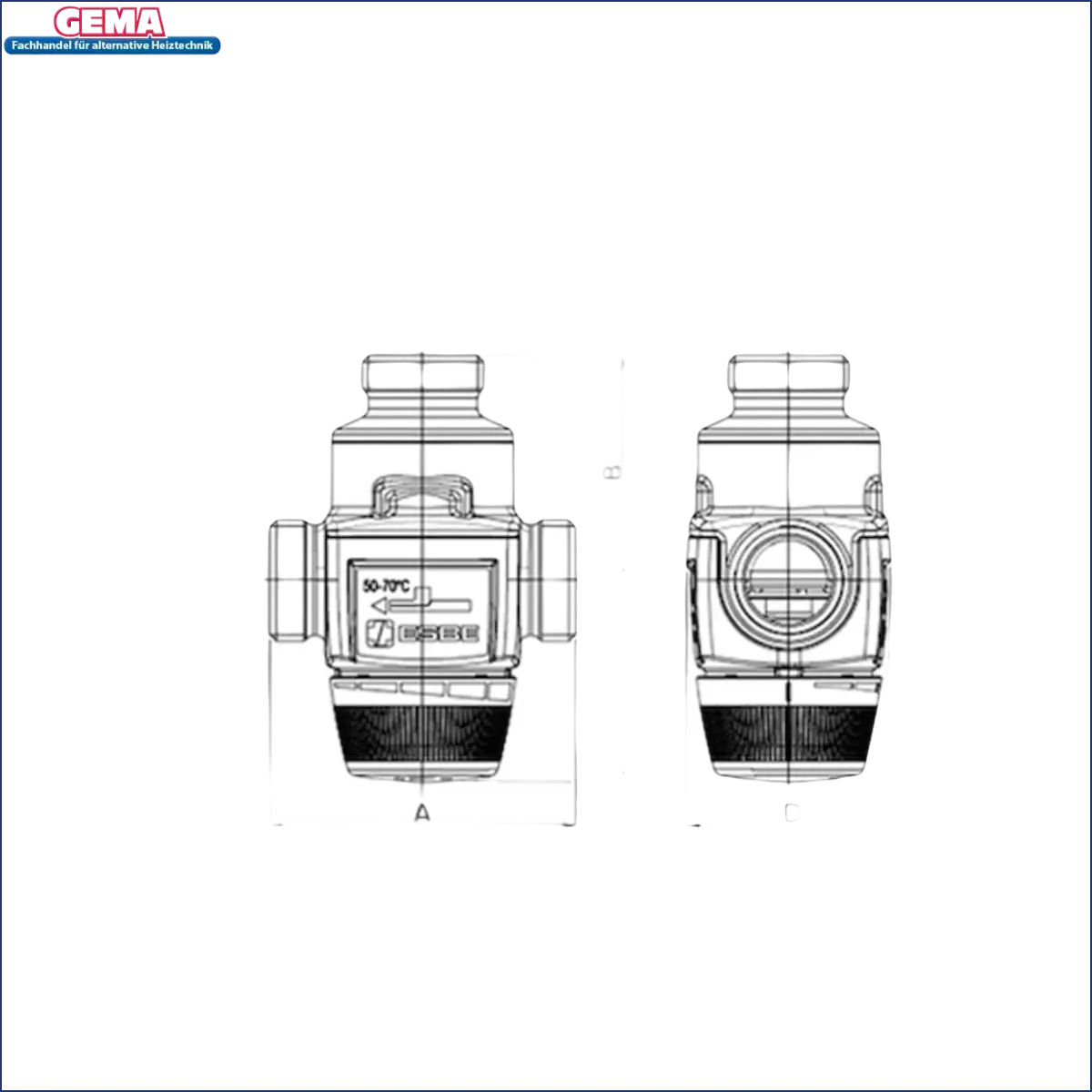 VTC422 3-Wege-Mischer ESBE Diagramm mit technischen Spezifikationen
